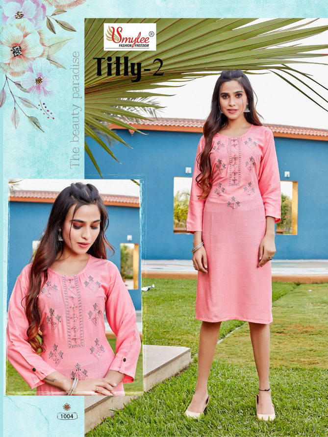 Smylee Titly 2 Heavy New Fancy Ethnic Wear Slub Rayon Designer Kurti Collection